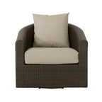 Wicker and Aluminum Swivel Club Chair Brown with Cushion Weather-Resistant
