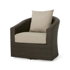 Wicker and Aluminum Swivel Club Chair Brown with Cushion Weather-Resistant