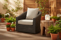Wicker and Aluminum Swivel Club Chair Brown with Cushion Weather-Resistant