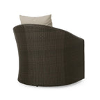 Wicker and Aluminum Swivel Club Chair Brown with Cushion Weather-Resistant