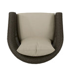 Wicker and Aluminum Swivel Club Chair Brown with Cushion Weather-Resistant