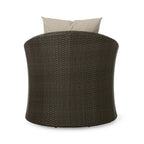 Wicker and Aluminum Swivel Club Chair Brown with Cushion Weather-Resistant