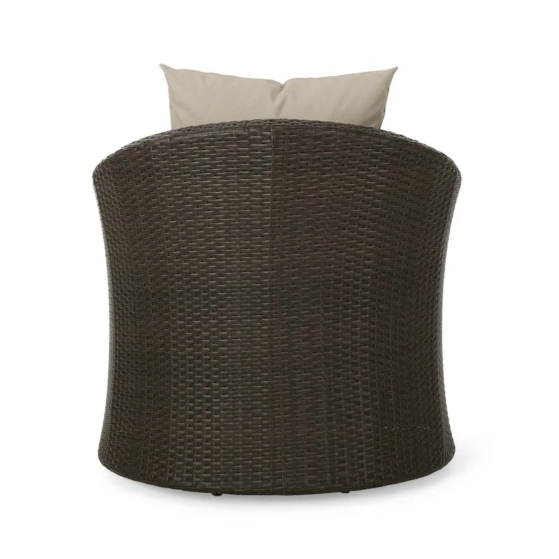 Wicker and Aluminum Swivel Club Chair Brown with Cushion Weather-Resistant