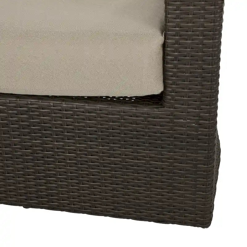 Wicker and Aluminum Swivel Club Chair Brown with Cushion Weather-Resistant