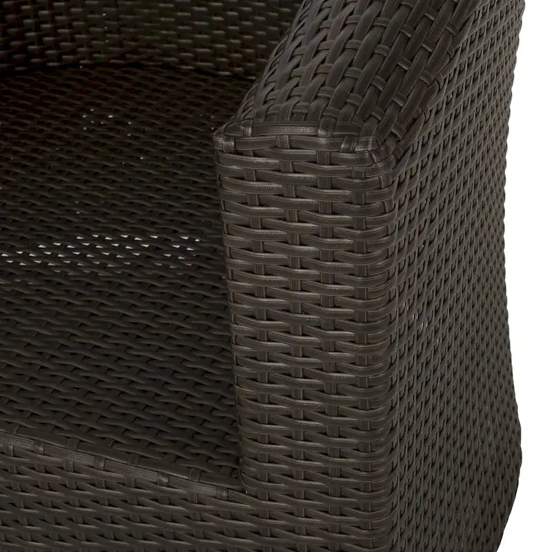 Wicker and Aluminum Swivel Club Chair Brown with Cushion Weather-Resistant