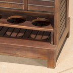 Acacia Wood Outdoor Bar Table Rich Mahogany with Storage and Bottle Holders