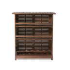 Acacia Wood Outdoor Bar Table Rich Mahogany with Storage and Bottle Holders