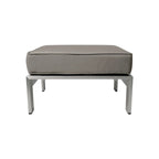 4-Piece Aluminum Sofa Set Silver with Khaki Cushions 1 Sofa 1 Ottoman 2 Tables