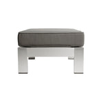 4-Piece Aluminum Sofa Set Silver with Khaki Cushions 1 Sofa 1 Ottoman 2 Tables