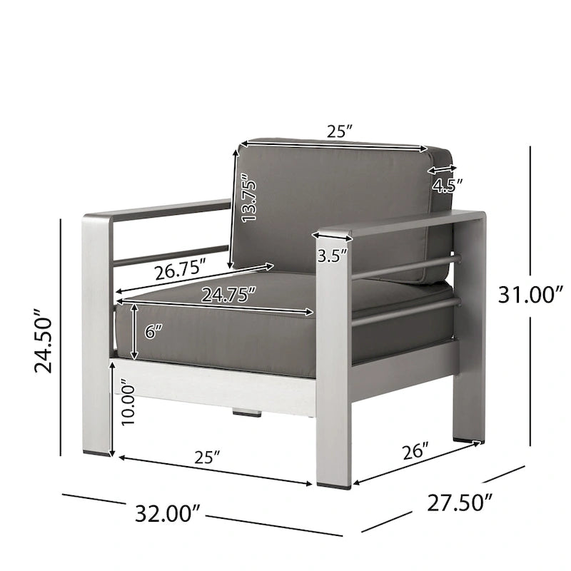 Cape Coral Outdoor 2-Seater Aluminum Club Chair Chat Set with Ottomans by Christopher Knight Home