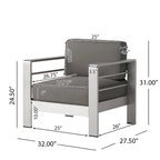 Cape Coral Outdoor 2-Seater Aluminum Club Chair Chat Set with Ottomans by Christopher Knight Home