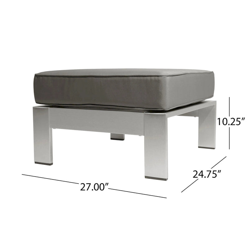 Cape Coral Outdoor 2-Seater Aluminum Club Chair Chat Set with Ottomans by Christopher Knight Home