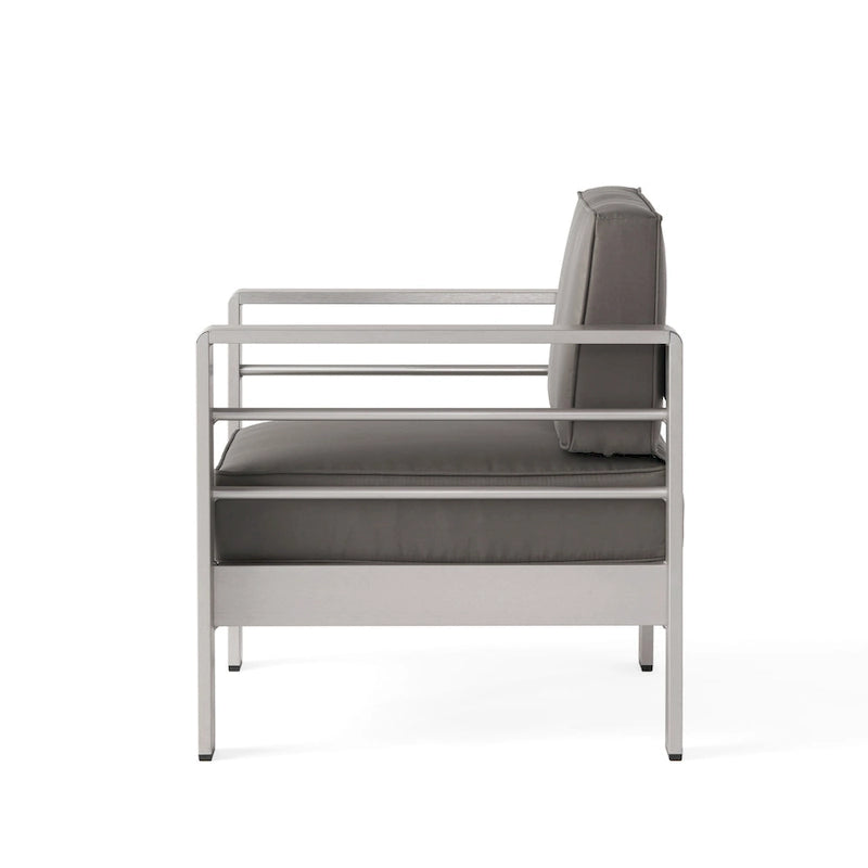 Cape Coral Outdoor 2-Seater Aluminum Club Chair Chat Set with Ottomans by Christopher Knight Home