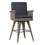 4-Piece Wicker Swivel Bar Stool Set Mixed Black with Dark Gray Cushions