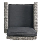 4-Piece Wicker Swivel Bar Stool Set Mixed Black with Dark Gray Cushions