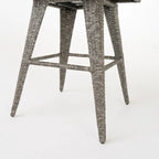 4-Piece Wicker Swivel Bar Stool Set Mixed Black with Dark Gray Cushions