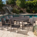 9-Piece Wicker Patio Dining Set for 8 People 8 Chairs 1 Square Table