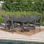 9-Piece Wicker Patio Dining Set for 8 People 8 Chairs 1 Square Table