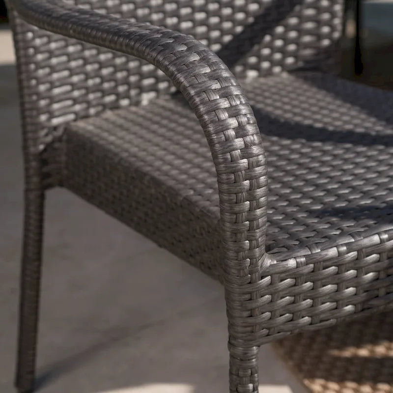 9-Piece Wicker Patio Dining Set for 8 People 8 Chairs 1 Square Table
