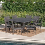 9-Piece Wicker Patio Dining Set for 8 People 8 Chairs 1 Square Table