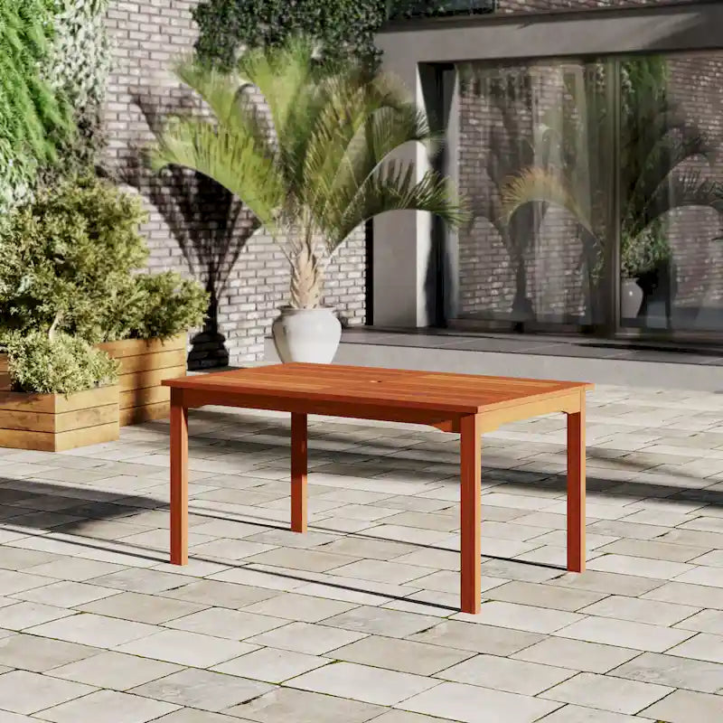 5-Piece Eucalyptus Wood Dining Set Light Brown for 4 People Folding Chairs