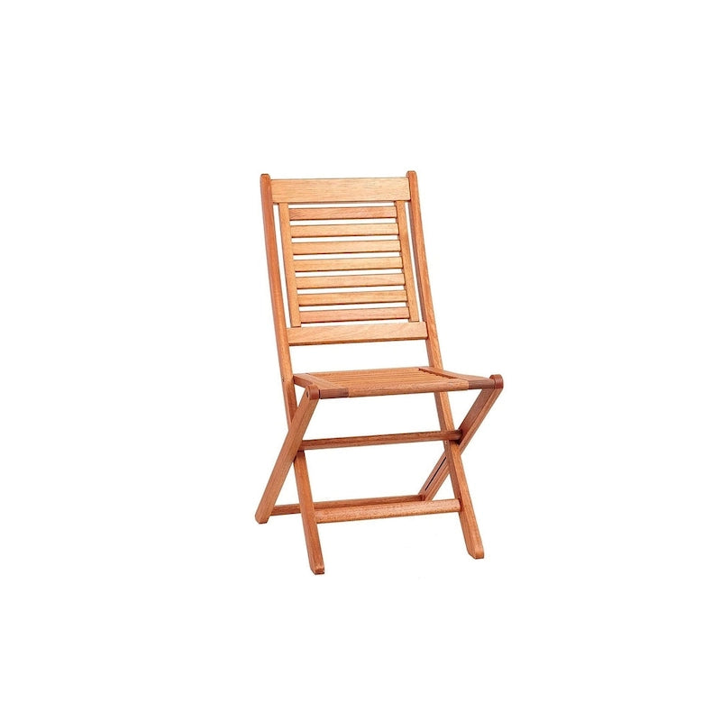 5-Piece Eucalyptus Wood Dining Set Light Brown for 4 People Folding Chairs