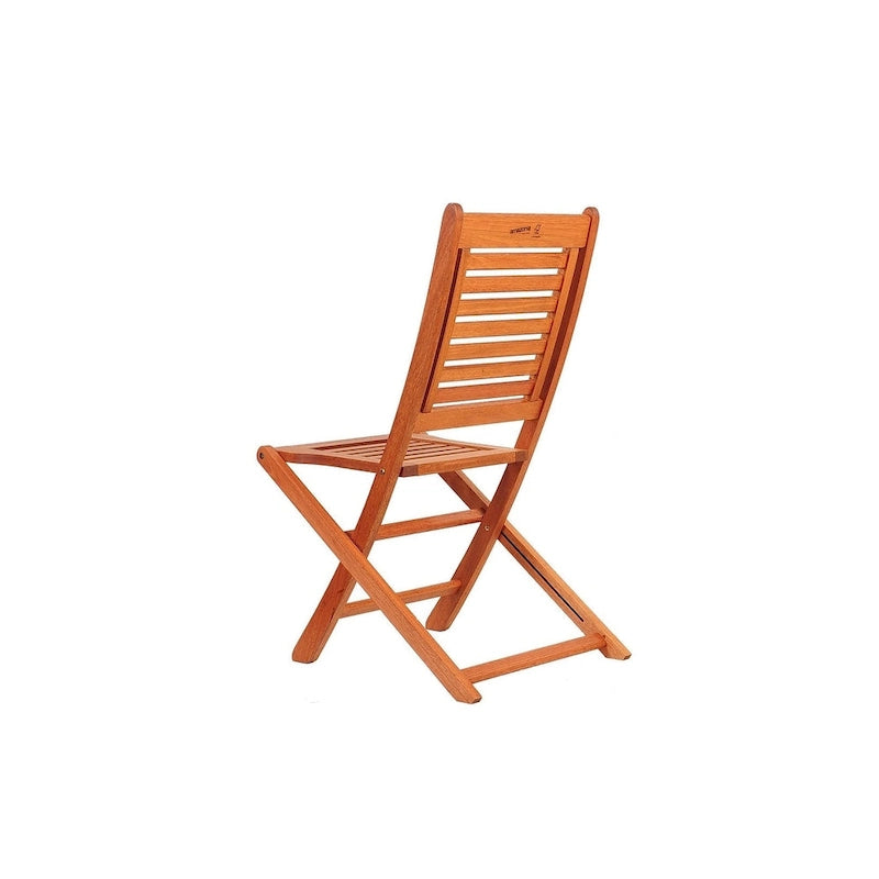 5-Piece Eucalyptus Wood Dining Set Light Brown for 4 People Folding Chairs