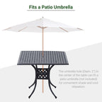 Square Cast Aluminum Bistro Table Black 36x36 inches with Umbrella Hole