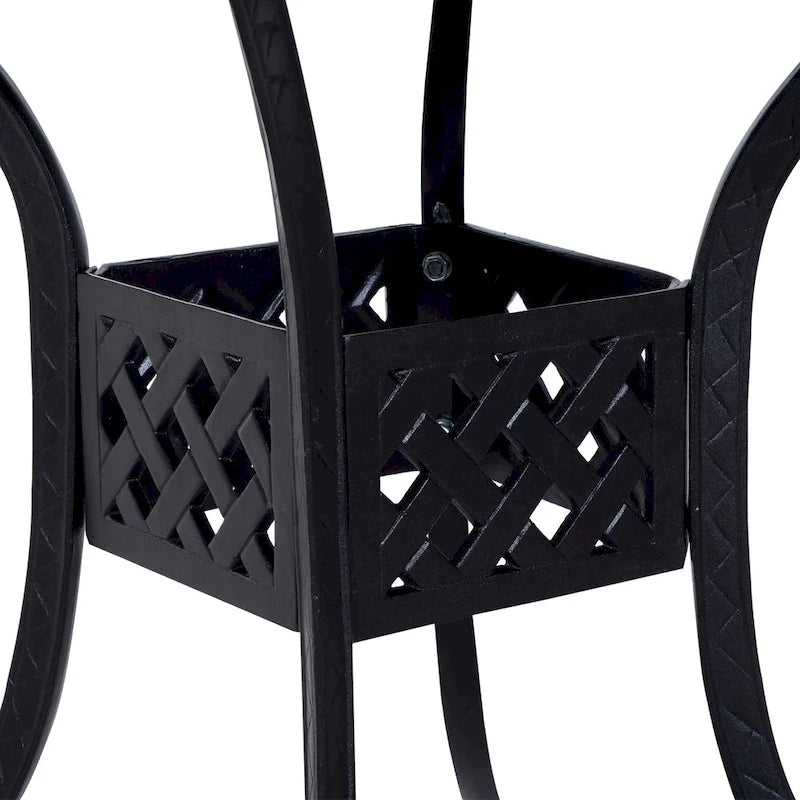 Square Cast Aluminum Bistro Table Black 36x36 inches with Umbrella Hole
