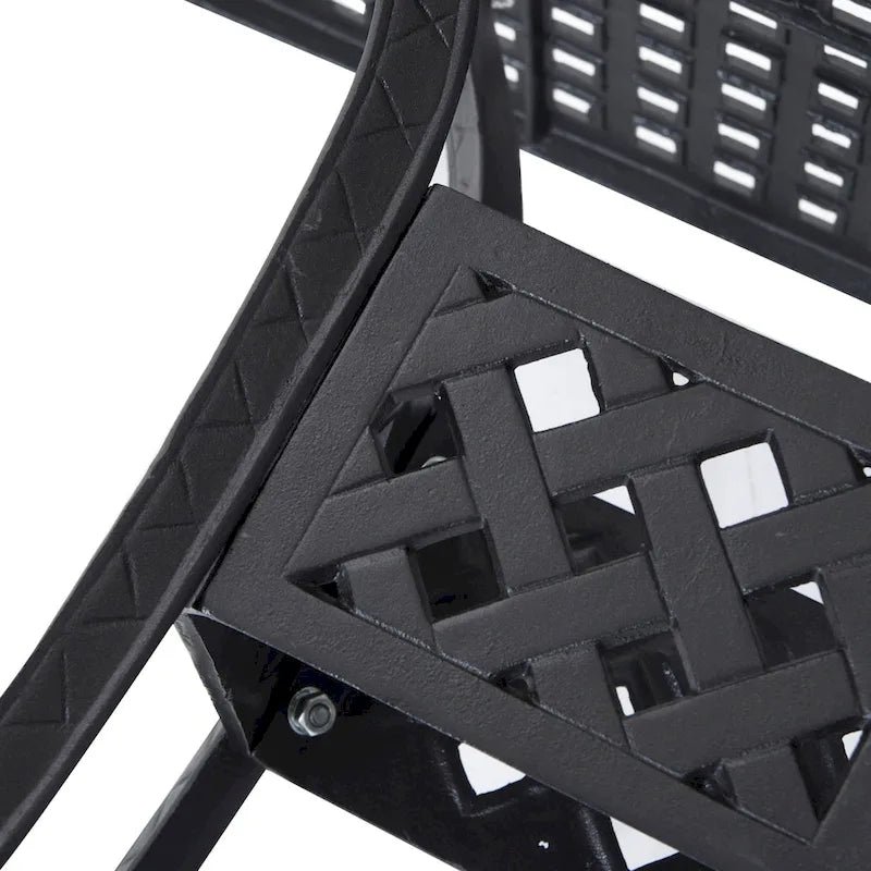 Square Cast Aluminum Bistro Table Black 36x36 inches with Umbrella Hole