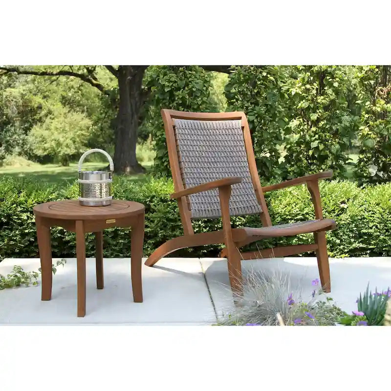 Eucalyptus Wood and Wicker Lounger Brown/Driftwood Gray All-Weather