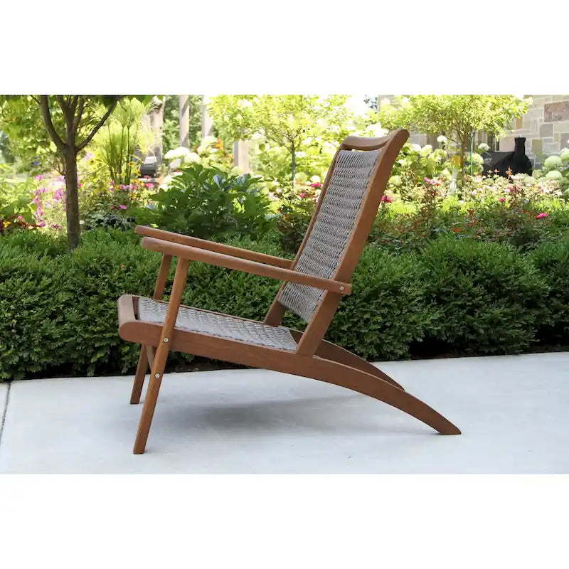 Eucalyptus Wood and Wicker Lounger Brown/Driftwood Gray All-Weather