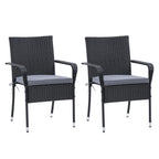 CorLiving Parksville Patio Armchair Set Stackable - Black Finish/Ash Grey Cushions 2pc