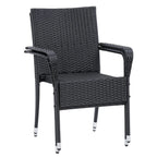 2-Piece Stackable Patio Armchair Set Black Wicker with Ash Grey Cushions