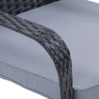 2-Piece Stackable Patio Armchair Set Black Wicker with Ash Grey Cushions
