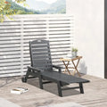 HDPE Chaise Lounge Chair Light Gray 5-Level Adjustable with Wheels
