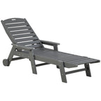 HDPE Chaise Lounge Chair Light Gray 5-Level Adjustable with Wheels