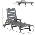 HDPE Chaise Lounge Chair Light Gray 5-Level Adjustable with Wheels