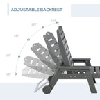 HDPE Chaise Lounge Chair Light Gray 5-Level Adjustable with Wheels