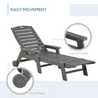 HDPE Chaise Lounge Chair Light Gray 5-Level Adjustable with Wheels
