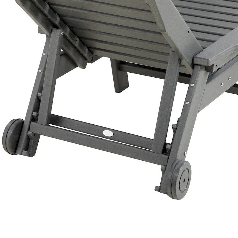 HDPE Chaise Lounge Chair Light Gray 5-Level Adjustable with Wheels
