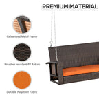 2-Person Wicker Hanging Swing Bench Dark Coffee with Cushion 550lbs