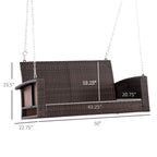 2-Person Wicker Hanging Swing Bench Dark Coffee with Cushion 550lbs