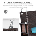 2-Person Wicker Hanging Swing Bench Dark Coffee with Cushion 550lbs