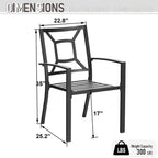 7-Piece Patio Dining Set Black 6 Stackable Chairs 1 Expandable Table