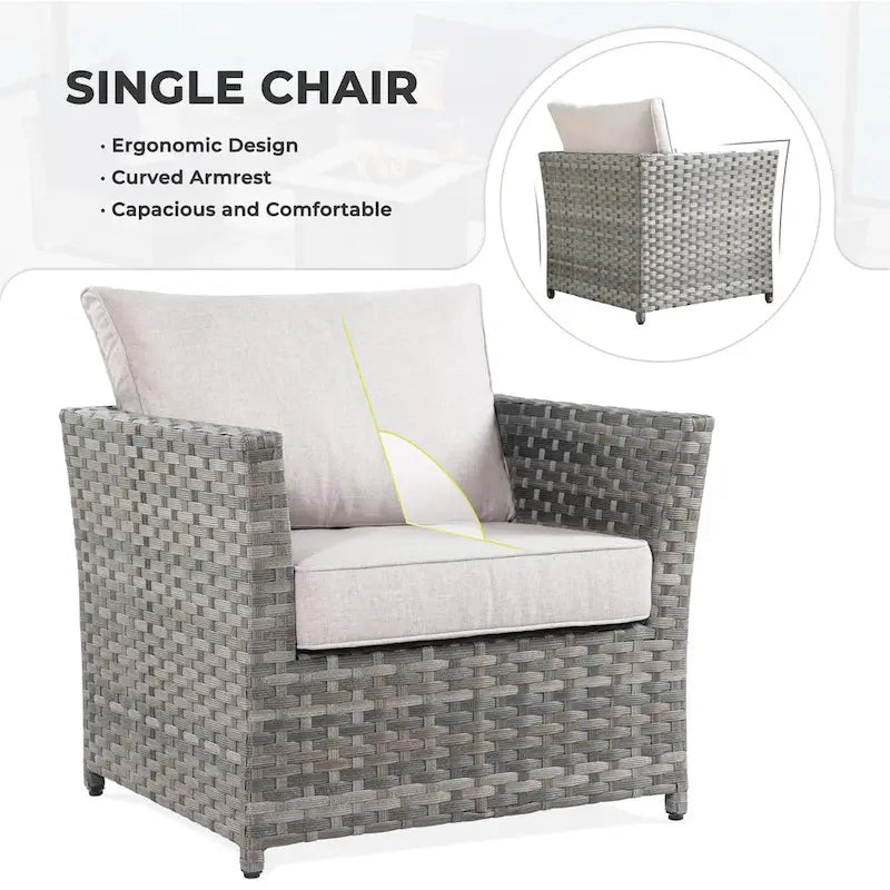 13-Piece PE Wicker Sectional Set with Swivel Rocking Chair and Glass Table