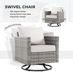 13-Piece PE Wicker Sectional Set with Swivel Rocking Chair and Glass Table