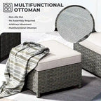 13-Piece PE Wicker Sectional Set with Swivel Rocking Chair and Glass Table