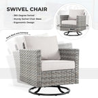13-Piece PE Wicker Sectional Set with Swivel Rocking Chair and Glass Table