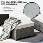 13-Piece PE Wicker Sectional Set with Swivel Rocking Chair and Glass Table